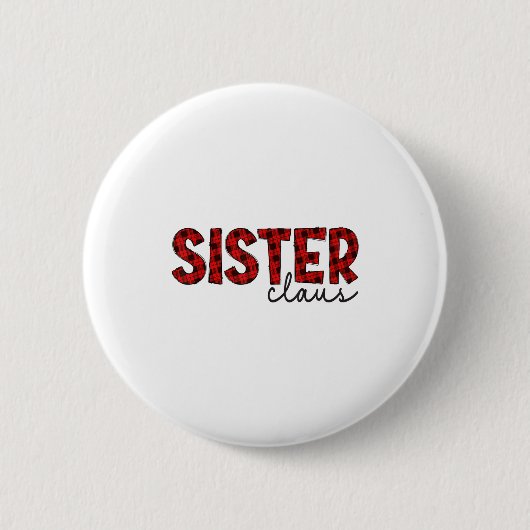 Zuster Claus Kerstmis Rood Geruit Pyjama Familie Ronde Button 5,7 Cm (Voorkant)