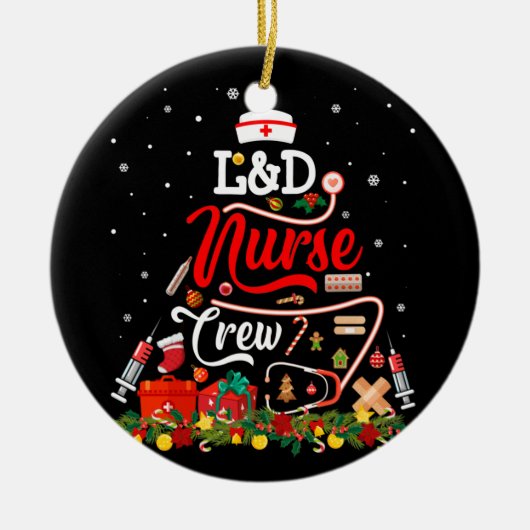 Zuster Crew Merry Kerstwerk en levering Keramisch Ornament (Voorkant)