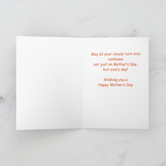 Zuster, Cute Moederdag Rainbow Clouds and Heart Kaart (Binnen)