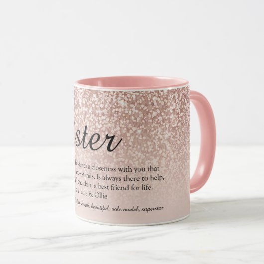 Zuster Definition Girly Roos Gold Glitter Mok (Voorkant rechts)
