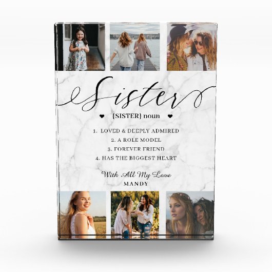 Zuster Dictionary Definition Photo Collage Marble Fotoblokken (Voorkant)