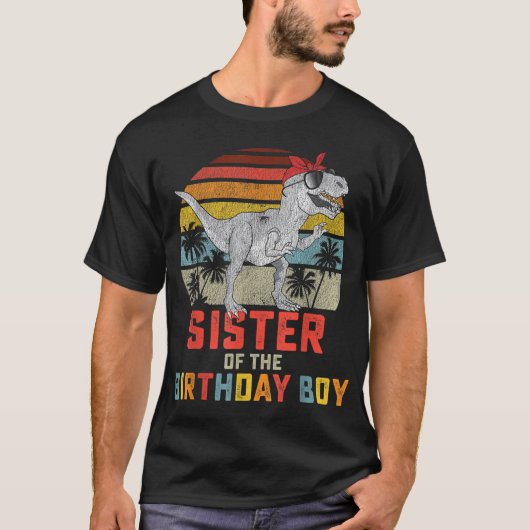 Zuster Dinosaur van de Birthday Boy Matching Famil T-shirt (Voorkant)