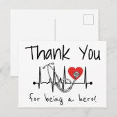 Zuster Doctor Heart Stethoscoop Verpleegkunde Dank Briefkaart (Voorkant / Achterkant)