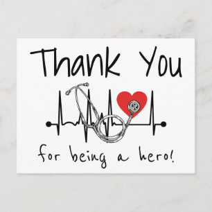 Zuster Doctor Heart Stethoscoop Verpleegkunde Dank Briefkaart