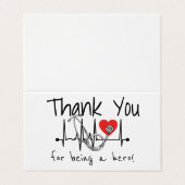 Zuster Doctor Heart Stethoscoop Verpleegkunde Dank Visitekaartje (Buitenkant ongevouwen)