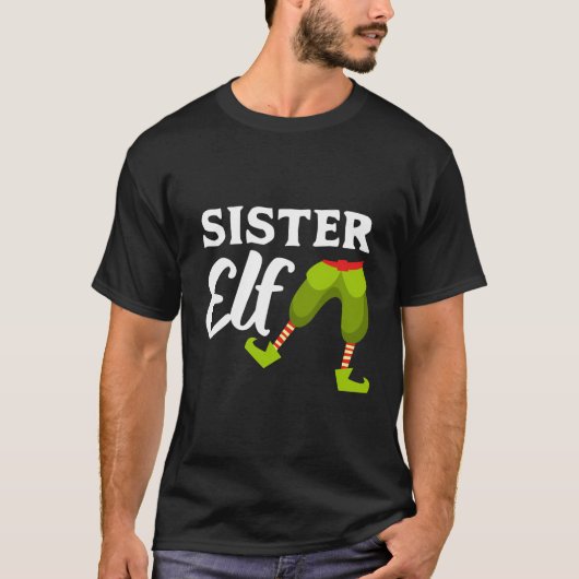 Zuster Elf Kerstmis Meisje Broers en Zussen Xmas E T-shirt (Voorkant)