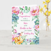 Zuster en broer in de wet Gefeliciteerd Kaart (Gele Bloem)