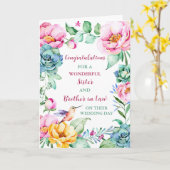 Zuster en broer in de wet Gefeliciteerd Kaart (Gele Bloem)