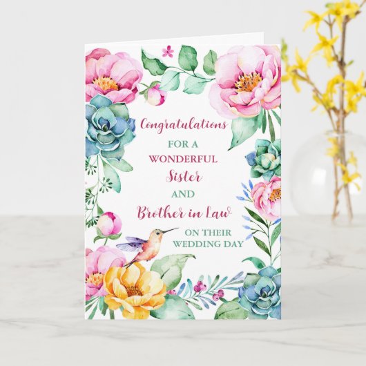 Zuster en broer in de wet Gefeliciteerd Kaart (Gele Bloem)