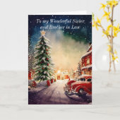 Zuster en broer in het Wenskaart van de Kerstmis Kaart (Gele Bloem)