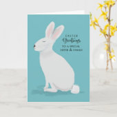 Zuster en familie Paasgroeten Witte konijn Kaart (Gele Bloem)