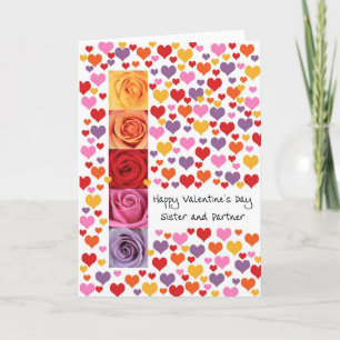 Zuster en partner Gekleurde Valentijnsdag Feestdagen Kaart