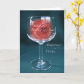 Zuster- en schoonbroer-in-Law Jubileum Wineglass R Kaart (Gele Bloem)