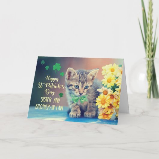 Zuster en schoonbroer St. Patrick's Day Kitten Kaart (Voorkant)