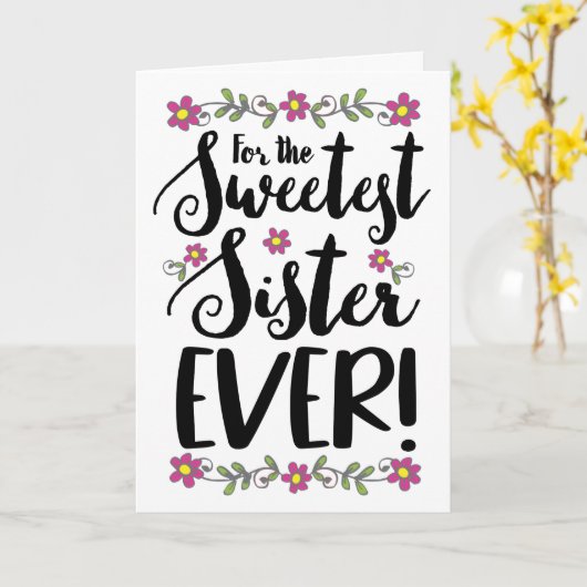 Zuster Ever Modern Hand Lettering Kaart (Gele Bloem)