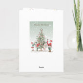 Zuster Familie Kerstboom Kerstman Feestdagen Kaart (Achterkant)