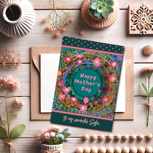 Zuster Floral Hearts  Unieke Moederdag Kaart