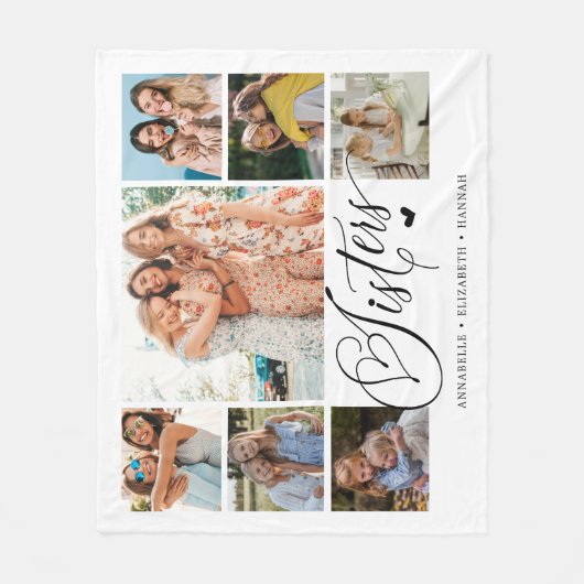 Zuster Foto Collage Typografie Keepslag Fleece Deken (Voorkant)