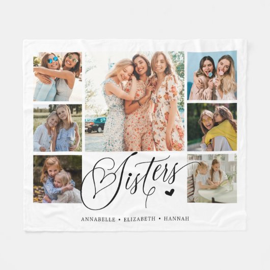 Zuster Foto Collage Typografie Keepslag Fleece Deken (Voorkant (Horizontaal))