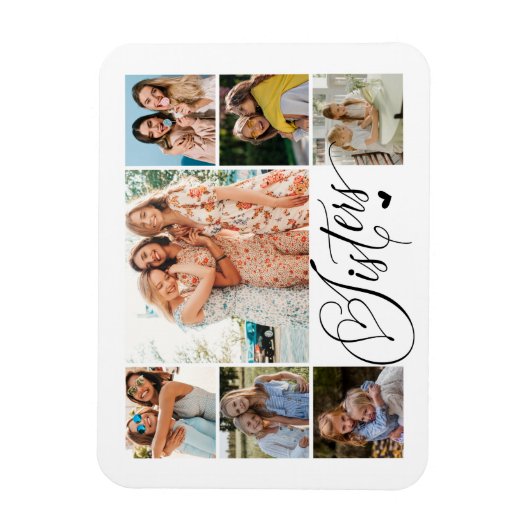 Zuster Foto Collage Typografie Keepslag Magneet (Verticaal)