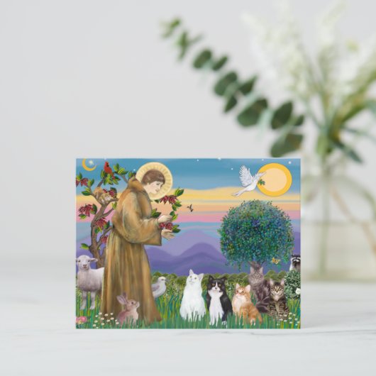 Zuster Frances Blessing 5 katten Briefkaart (Staand voorkant)