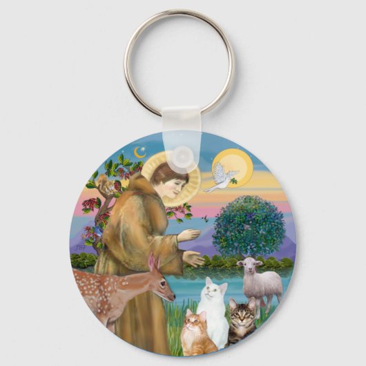 Zuster Frances die 5 katten zegenen Sleutelhanger (Voorkant)