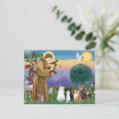 Zuster Frances die 5 katten zegent Briefkaart (Staand voorkant)