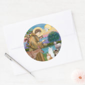 Zuster Frances die 5 katten zegent Ronde Sticker (Envelop)