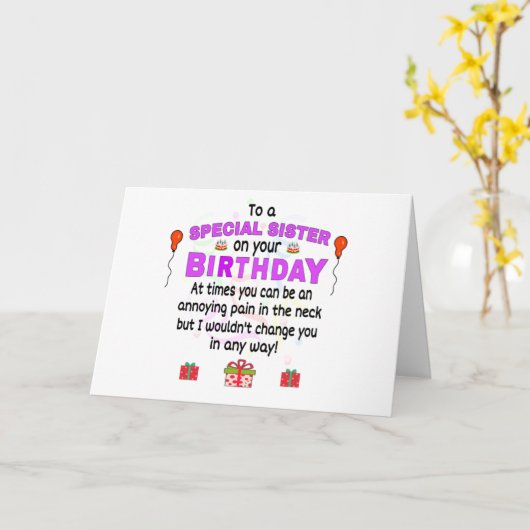 Zuster Funny Birthday Kaart (Gele Bloem)