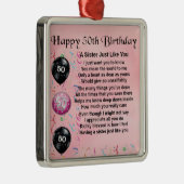 zuster gedicht - 50e verjaardagsontwerp metalen ornament (Rechts)