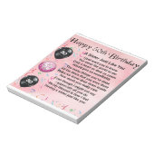 zuster gedicht - 50e verjaardagsontwerp notitieblok (Linkerzijde)