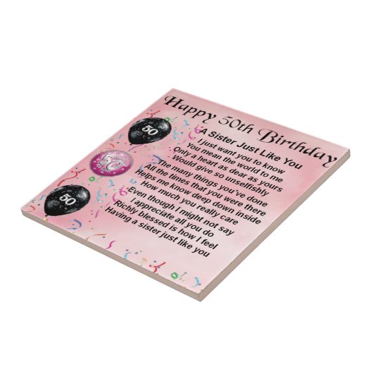 zuster gedicht - 50e verjaardagsontwerp tegeltje (Zijkant)