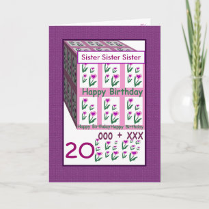 ZUSTER - Gelukkige 20ste Verjaardag Kaart