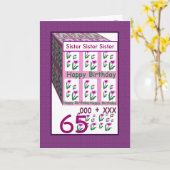 ZUSTER - Gelukkige 65ste Verjaardag Kaart (Gele Bloem)