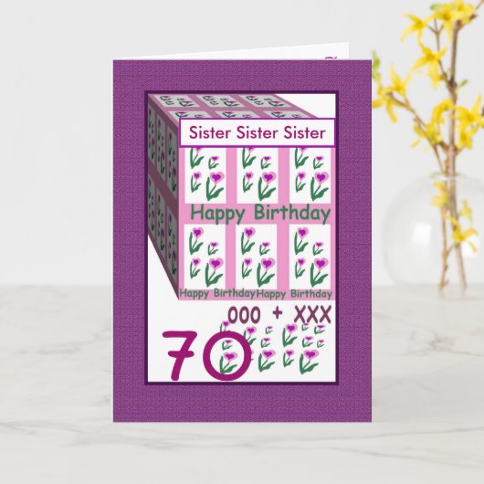 ZUSTER - Gelukkige 70ste Verjaardag Kaart (Gele Bloem)