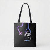 Zuster geregistreerd RN Stethoscoop Paars Violet Tote Bag (Voorkant)