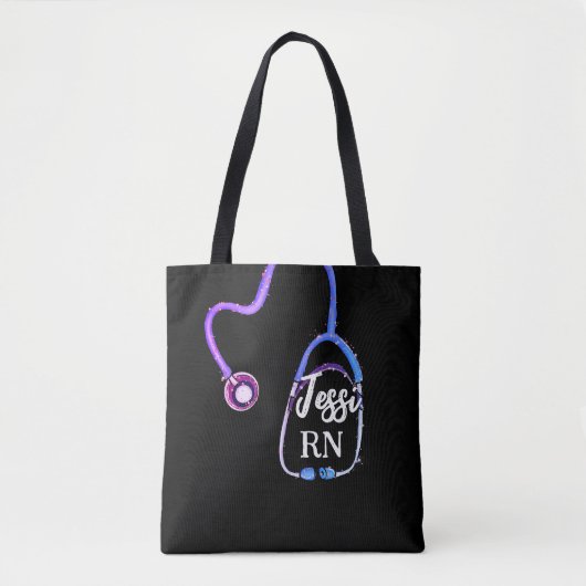 Zuster geregistreerd RN Stethoscoop Paars Violet Tote Bag (Voorkant)