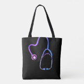 Zuster geregistreerd RN Stethoscoop Paars Violet Tote Bag (Achterkant)
