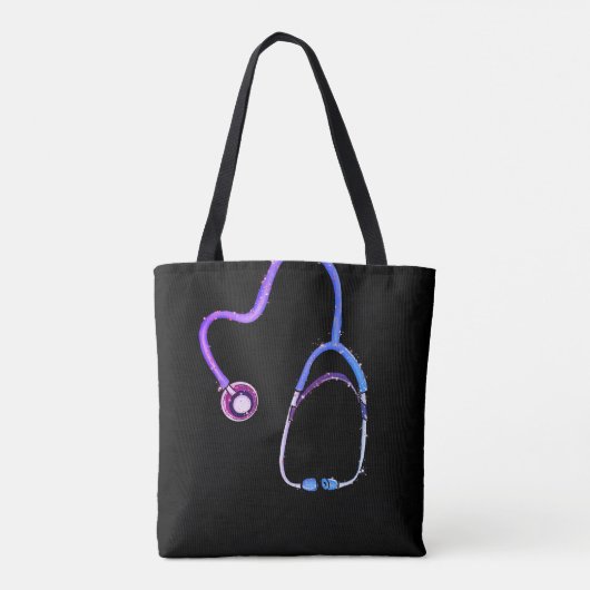 Zuster geregistreerd RN Stethoscoop Paars Violet Tote Bag (Achterkant)