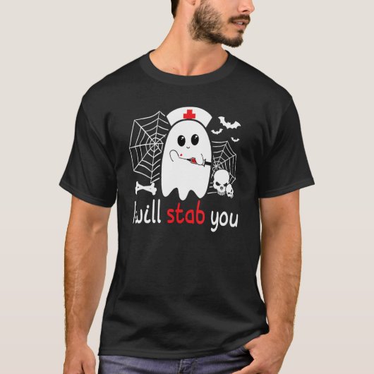 Zuster Ghost ik zal je halloween verpleegster blij T-shirt (Voorkant)