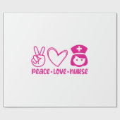 Zuster Gift Peace Love Neurse Cadeaupapier (Vlak)