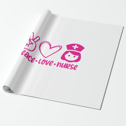 Zuster Gift Peace Love Neurse Cadeaupapier (Uitgerold)