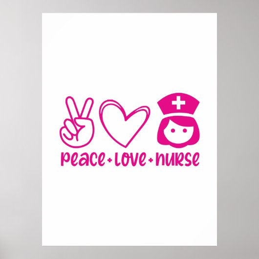 Zuster Gift Peace Love Neurse Poster (Voorkant)