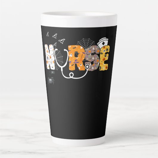 Zuster Halloween Gift met pomkin Boo Spider Witch Latte Mok (Voorkant)