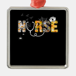 Zuster Halloween Shirt Gift with Pumpkin Boo Spide Metalen Ornament