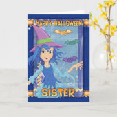 zuster Halloween wenskaart met weinig heks Kaart (Gele Bloem)