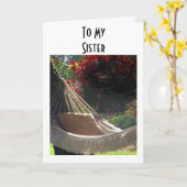 ZUSTER-HAMMOCK ZEGT-ONTSPANNEN, GENIETEN / GELUKKI KAART (Gele Bloem)