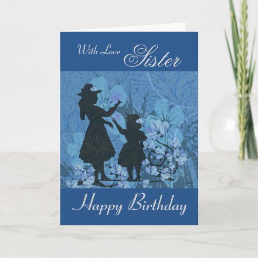 Zuster / Happy Birthday - Garden Silhouettes Kaart (Voorkant)