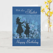 Zuster / Happy Birthday - Garden Silhouettes Kaart (Gele Bloem)