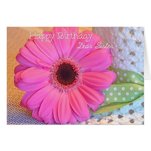 Zuster Happy Birthday Pink Daisy Kaart (Voorkant Horizontaal)